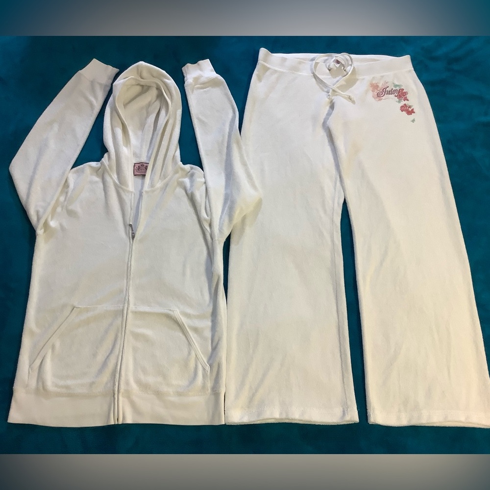 Juicy Couture Terry Cropped Pants 34 x 29 Zip Up Hoodie Tracksuit
